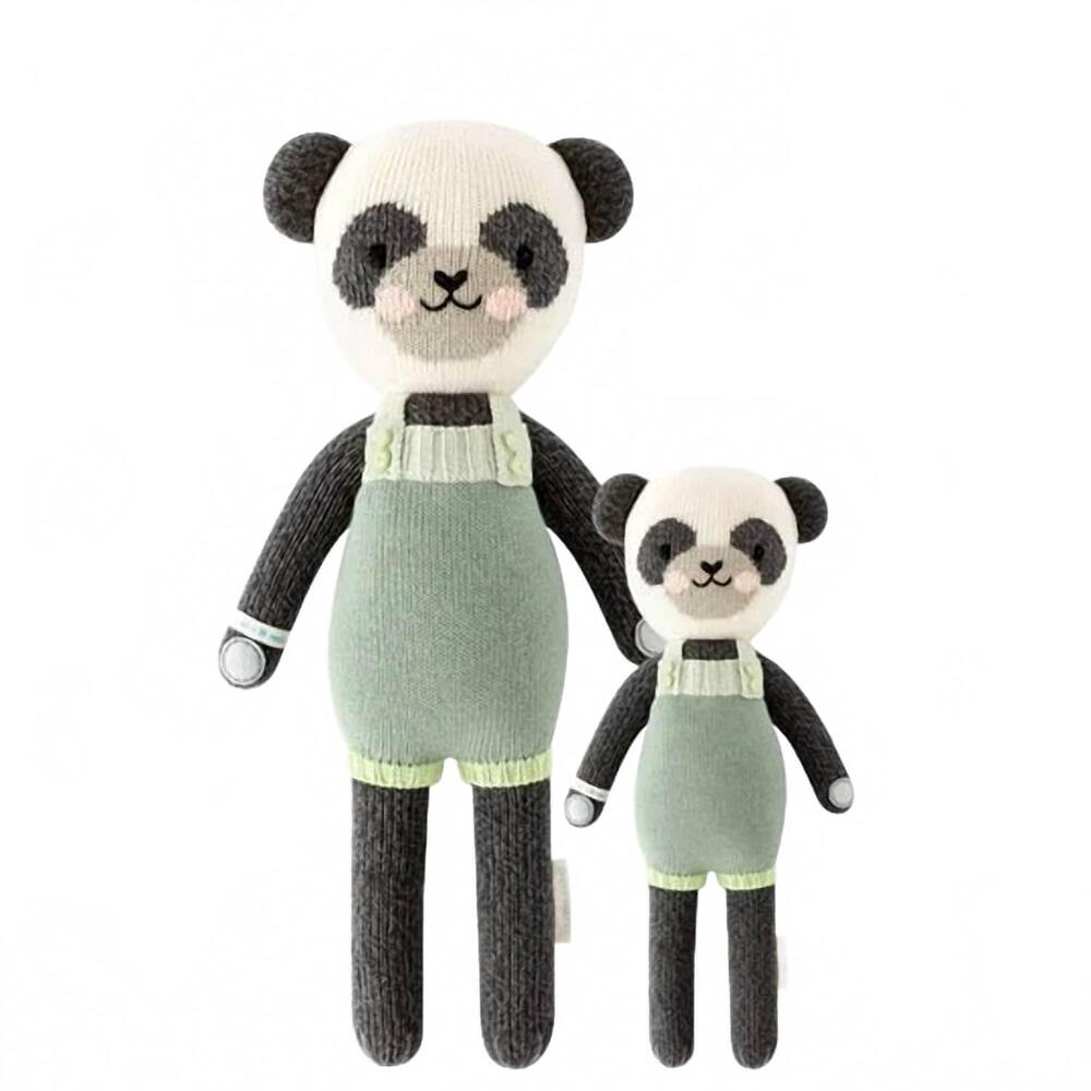 NEW CUDDLE + KIND kids paxton the panda hand knit doll in multi